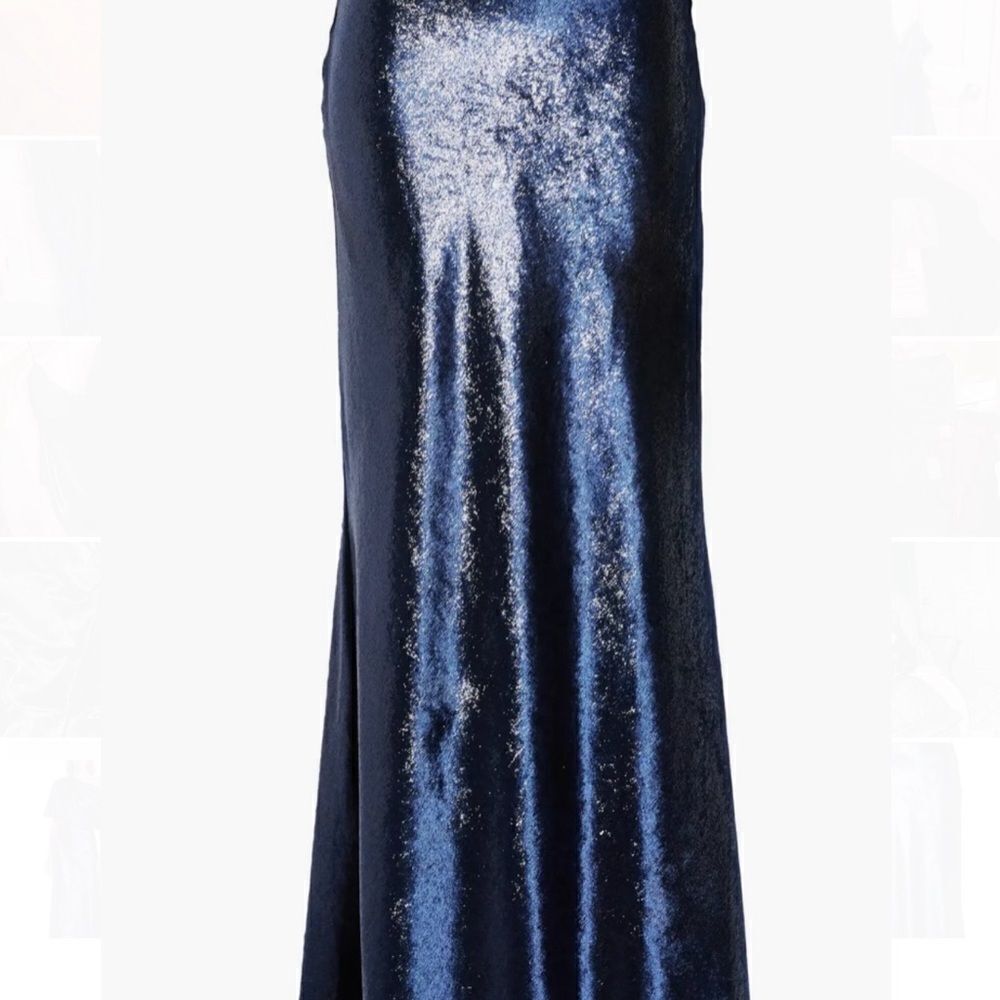Amsale Metallic Velvet Draped Gown Size 4 NWT - Picture 2 of 13